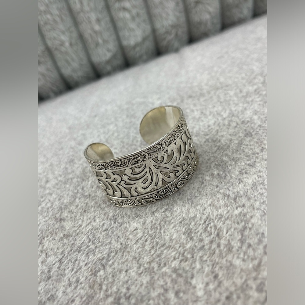 Premier Designs Monte Carlo Silver Tone Cuff Bracelet